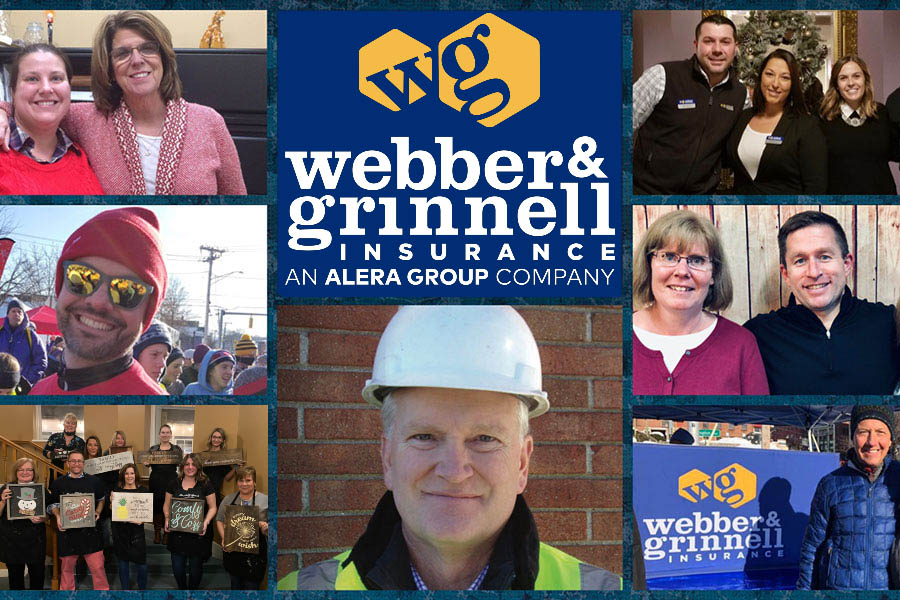 About - Collage of Webber & Grinnell Insurance and Alera Group Company Photos with Logos